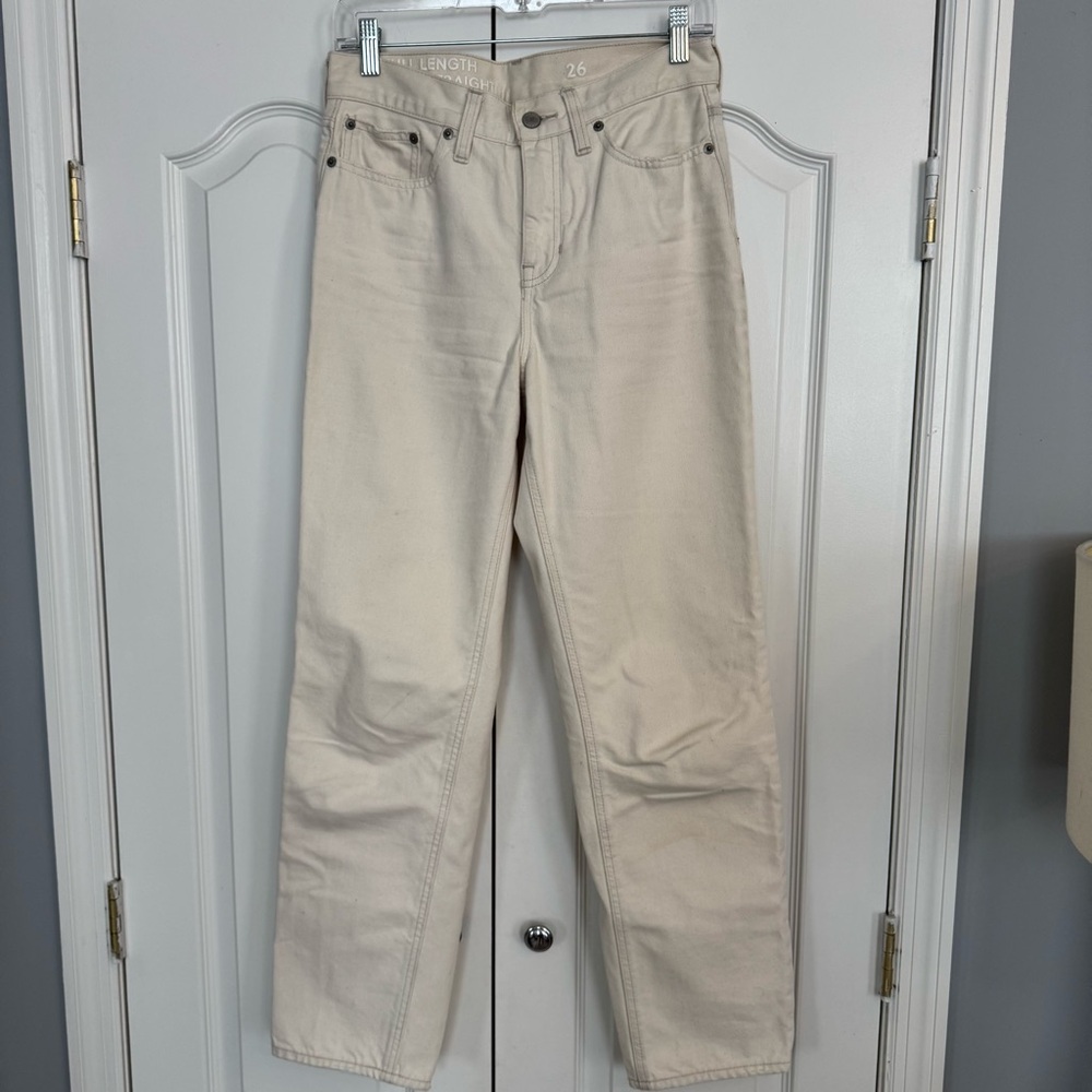 J.Crew Cream Full Length Classic Straight Jeans